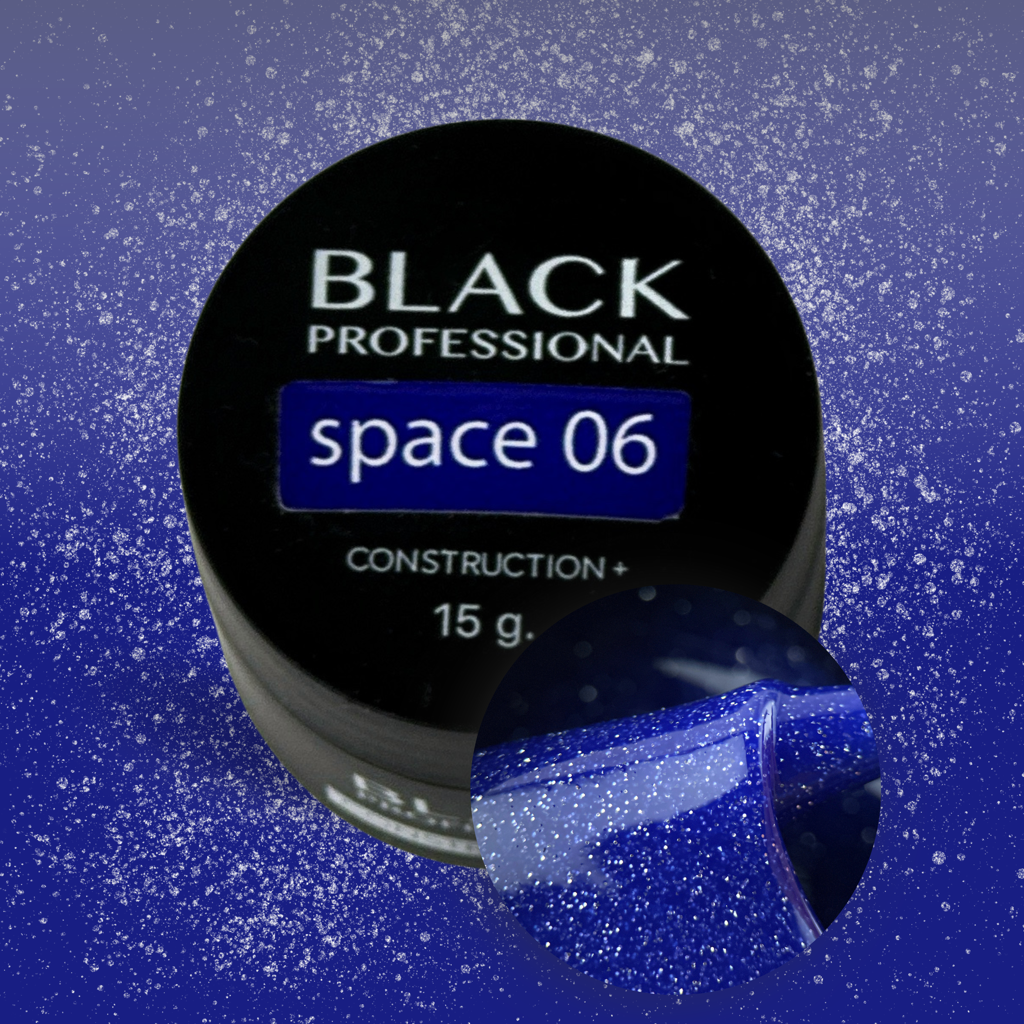 Set van 6+1 zwarte Space-bouwgels
